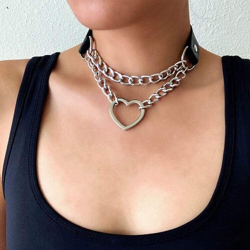 Leather choker necklace - choker,