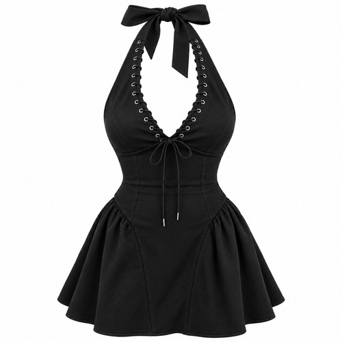Faux suede halter - faux, mini